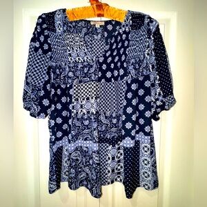 Alex & Lili Boho Patchwork Print Flowy top size Small EUC